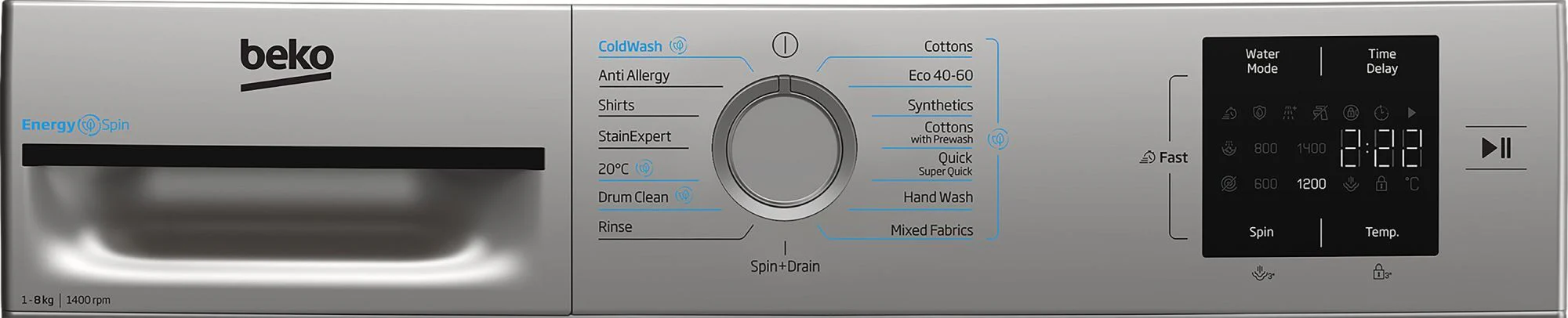 Beko Freestanding Washing Machine BMN3WT3841S - Silver - Image 7