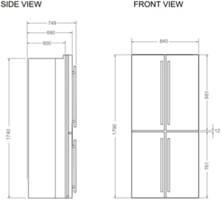 Bertazzoni Freestanding American Style Refrigeration RCD84F4FXNC - Stainless Steel - Image 5