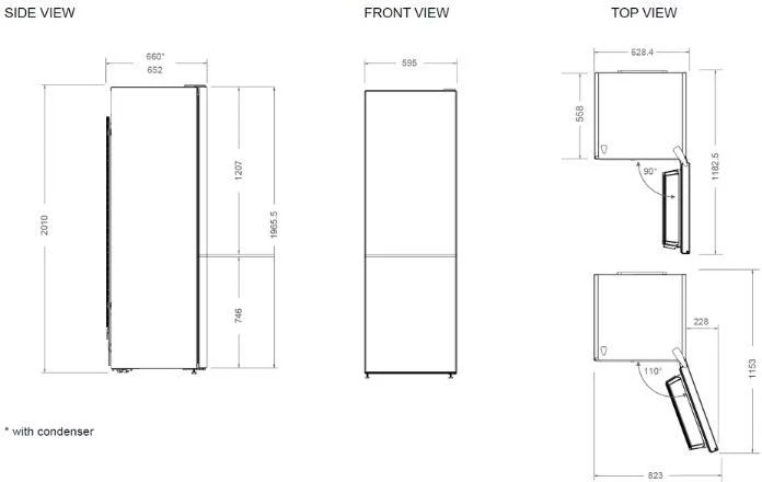 Bertazzoni Freestanding Fridge Freezer Frost Free RBM60F5FBNC - Black Glass - Image 5