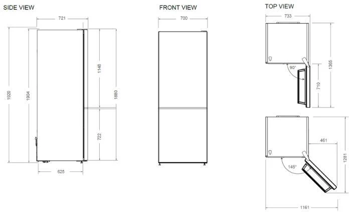 Bertazzoni Freestanding Fridge Freezer Frost Free RBM70F4FBNC - Black Glass - Image 3