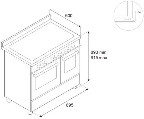 Bertazzoni Range Cooker Induction HER95I2EAVT2 - Ivory - Image 4