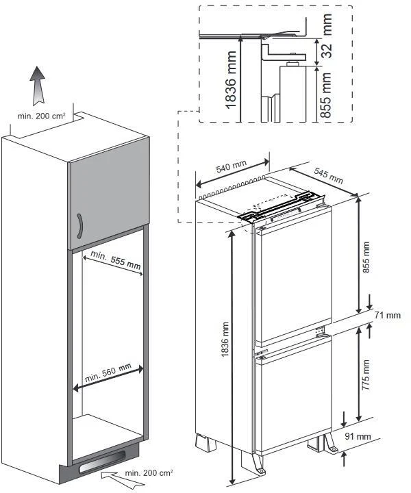 Blomberg Built In Fridge Freezer Frost Free KNE4564EVI - Fully Integrated - Image 3