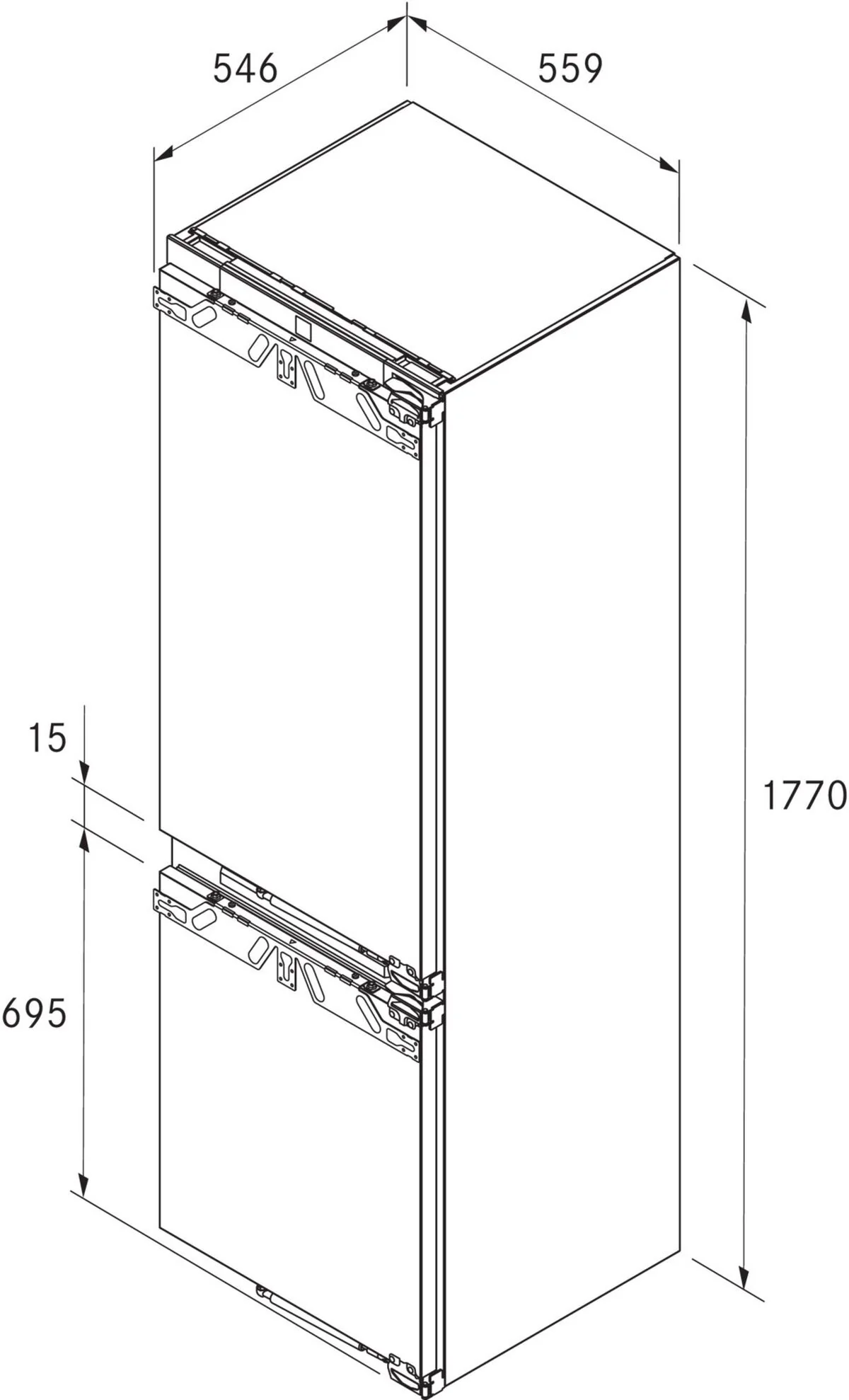 Bora Built In Fridge Freezer Frost Free C178KGW - Fully Integrated - Image 2