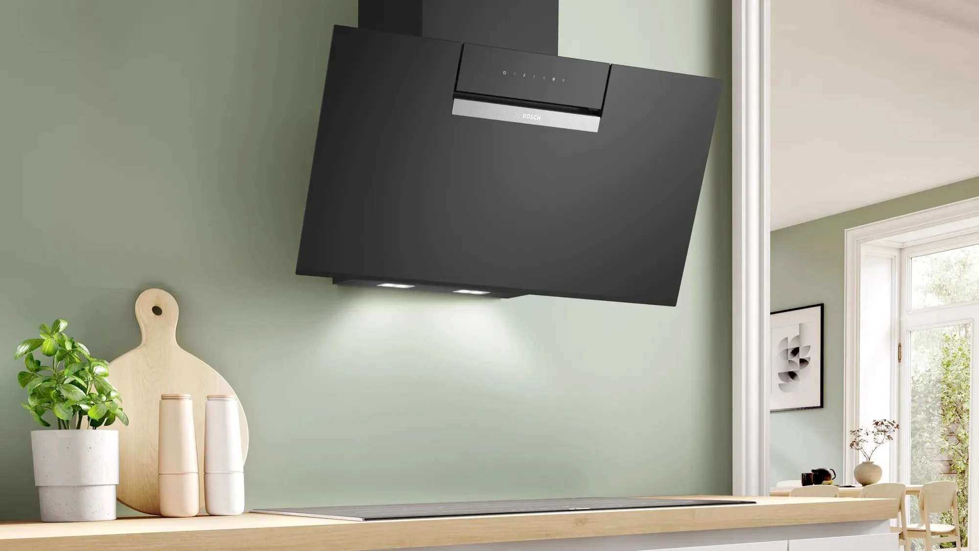 Bosch Angled Hood DWK87FN60B - Black Glass - Image 2