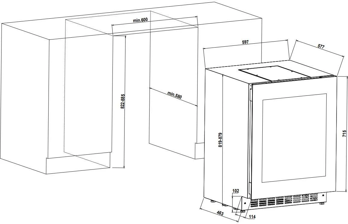 Cella Built In Drinks Fridge BV34PANEL-TO - Panel Ready - Image 9