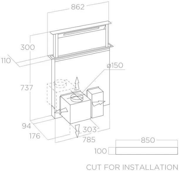 Elica Down Draft Extractor GETUP-SS - Stainless Steel - Image 2