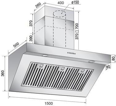 Ilve Chimney Hood AGQ150 - Stainless Steel - Image 2