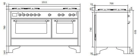 Ilve Range Cooker Dual Fuel M15SDNE3 - Various Colours - Image 12