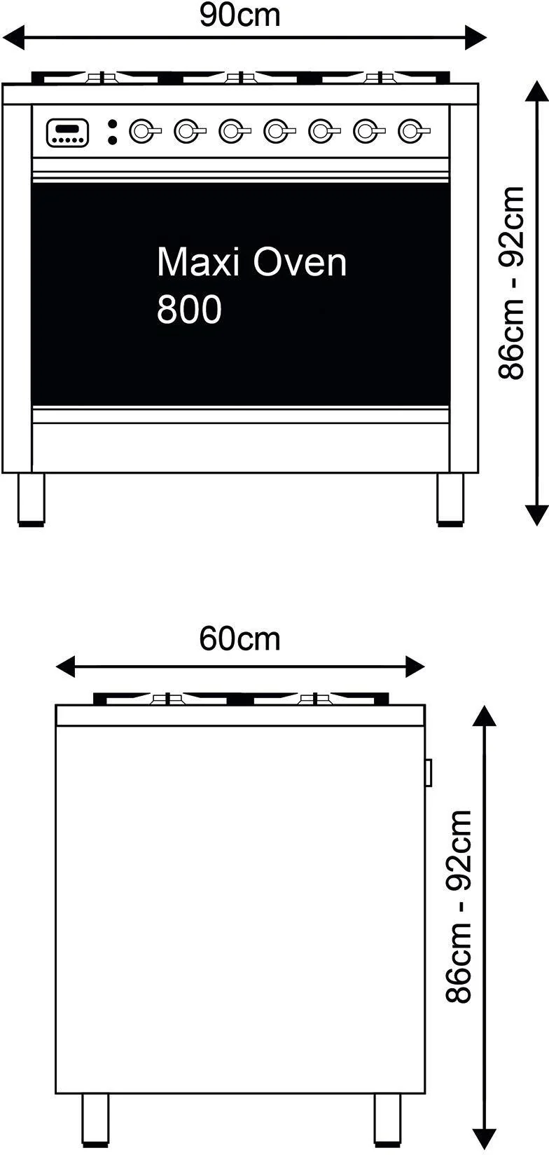 Ilve Range Cooker Dual Fuel P096NE3 - Various Colours - Image 3