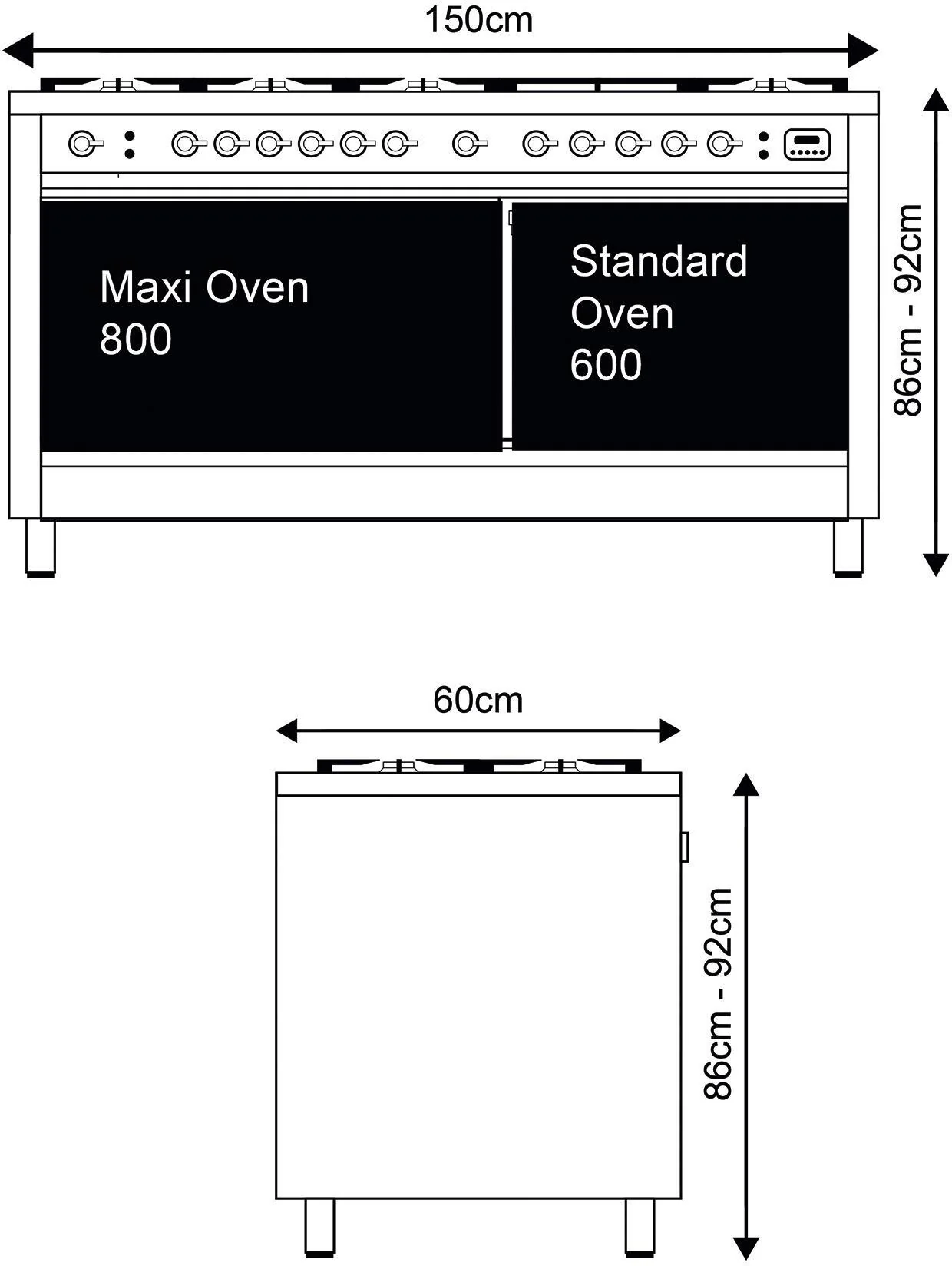 Ilve Range Cooker Dual Fuel P15FNE3 - Various Colours - Image 6