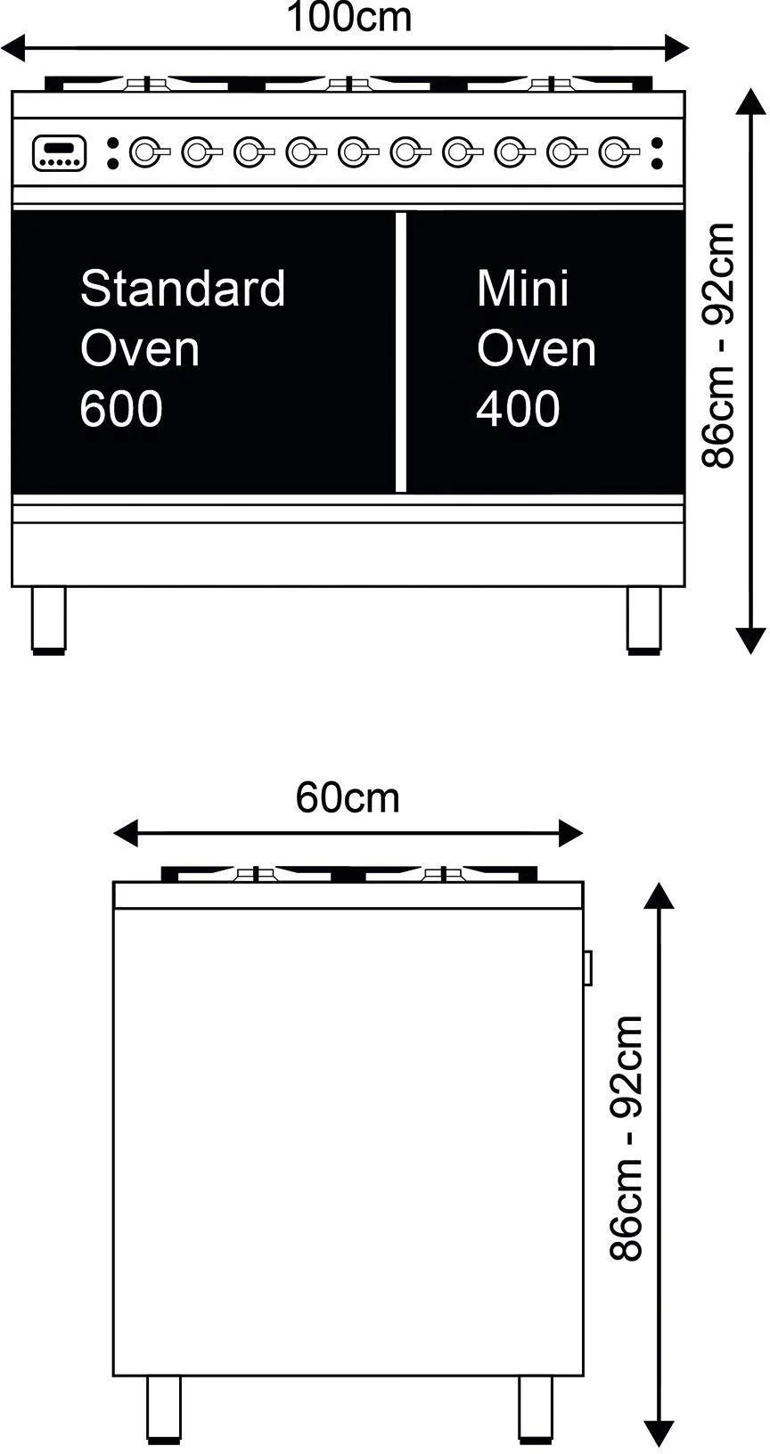 Ilve Range Cooker Dual Fuel PD10INE3 - Various Colours - Image 8