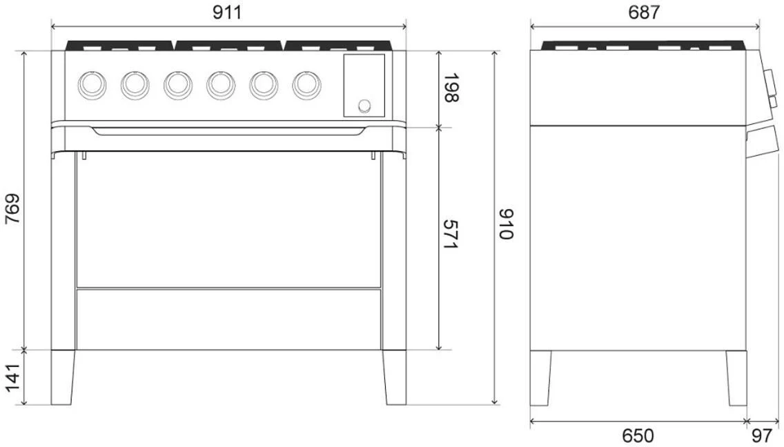 Ilve Range Cooker Induction PMI09S3-SS - Stainless Steel - Image 6