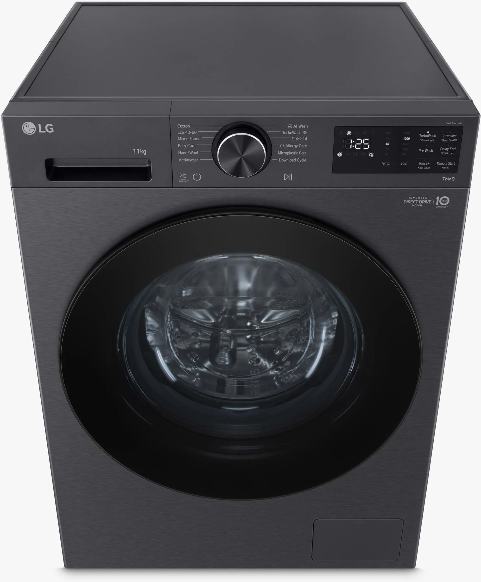 LG Freestanding Washing Machine F4X5011TBB - Matt Black - Image 4