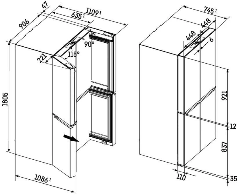Liebherr Freestanding American Style Refrigeration MBSDDI9058 - Stainless Steel Doors - Image 7