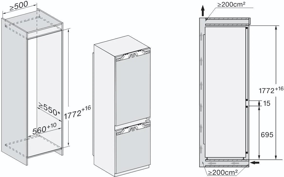Miele Built In Fridge Freezer Frost Free KFN7764C - Fully Integrated - Image 4