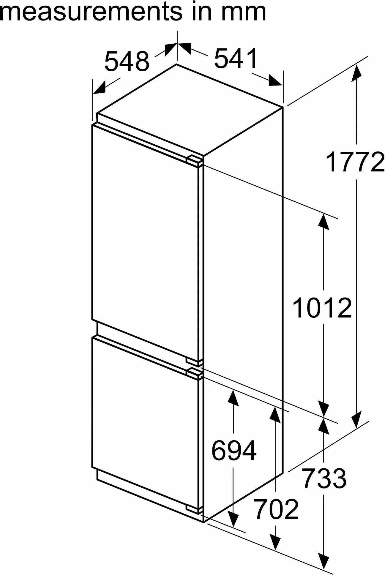 NEFF Built In Fridge Freezer Frost Free KI7861FE0G - Fully Integrated - Image 8