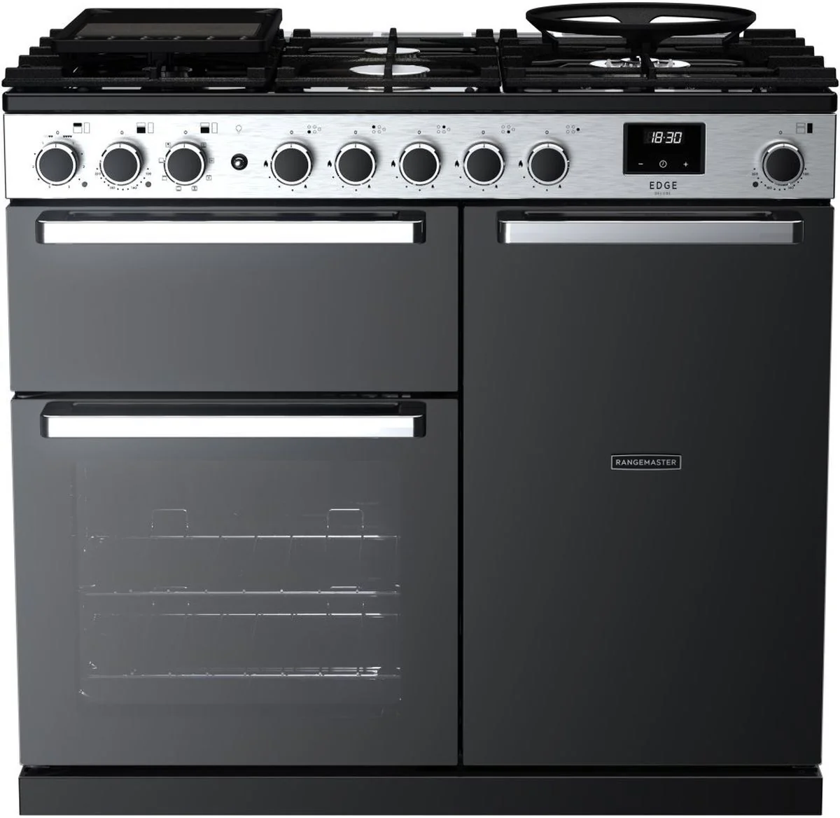 Rangemaster Range Cooker Dual Fuel EDDL100DFGBLK-CM1 - Black / Chrome