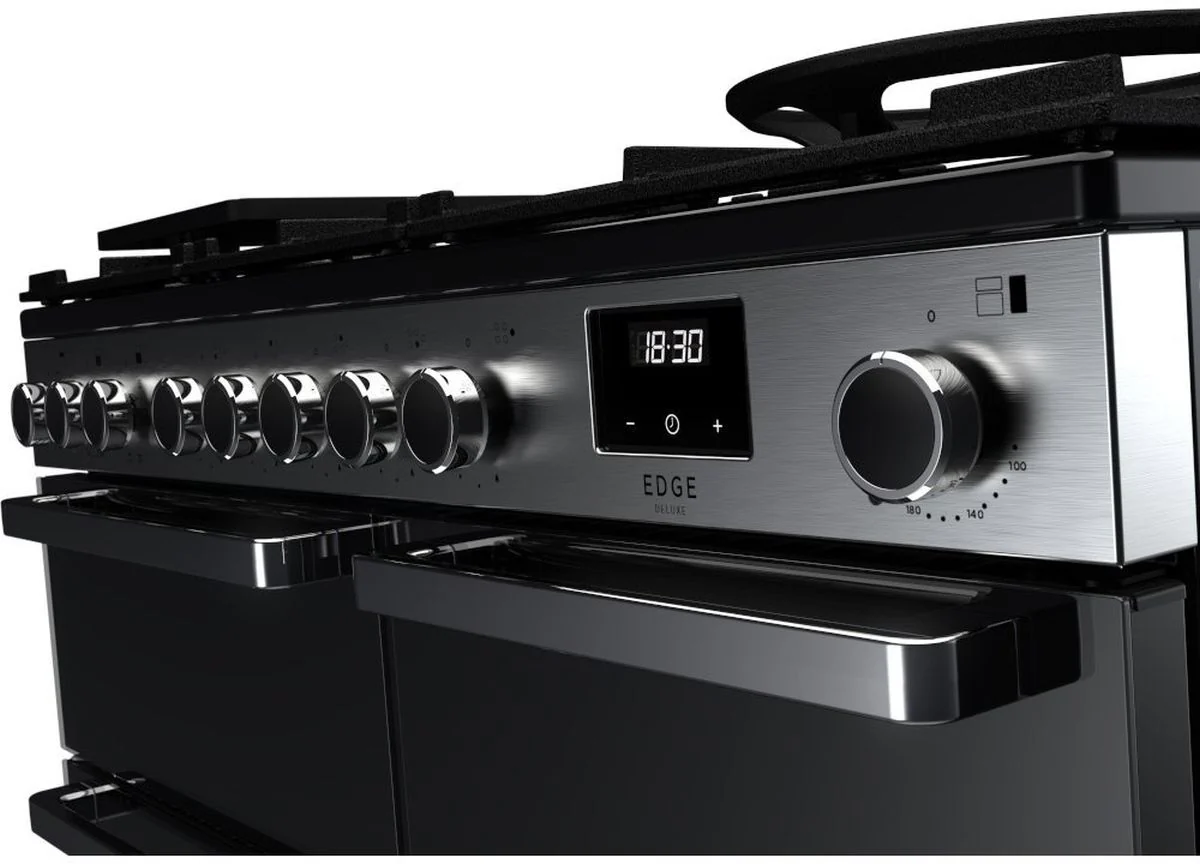 Rangemaster Range Cooker Dual Fuel EDDL100DFGBLK-CM1 - Black / Chrome - Image 3