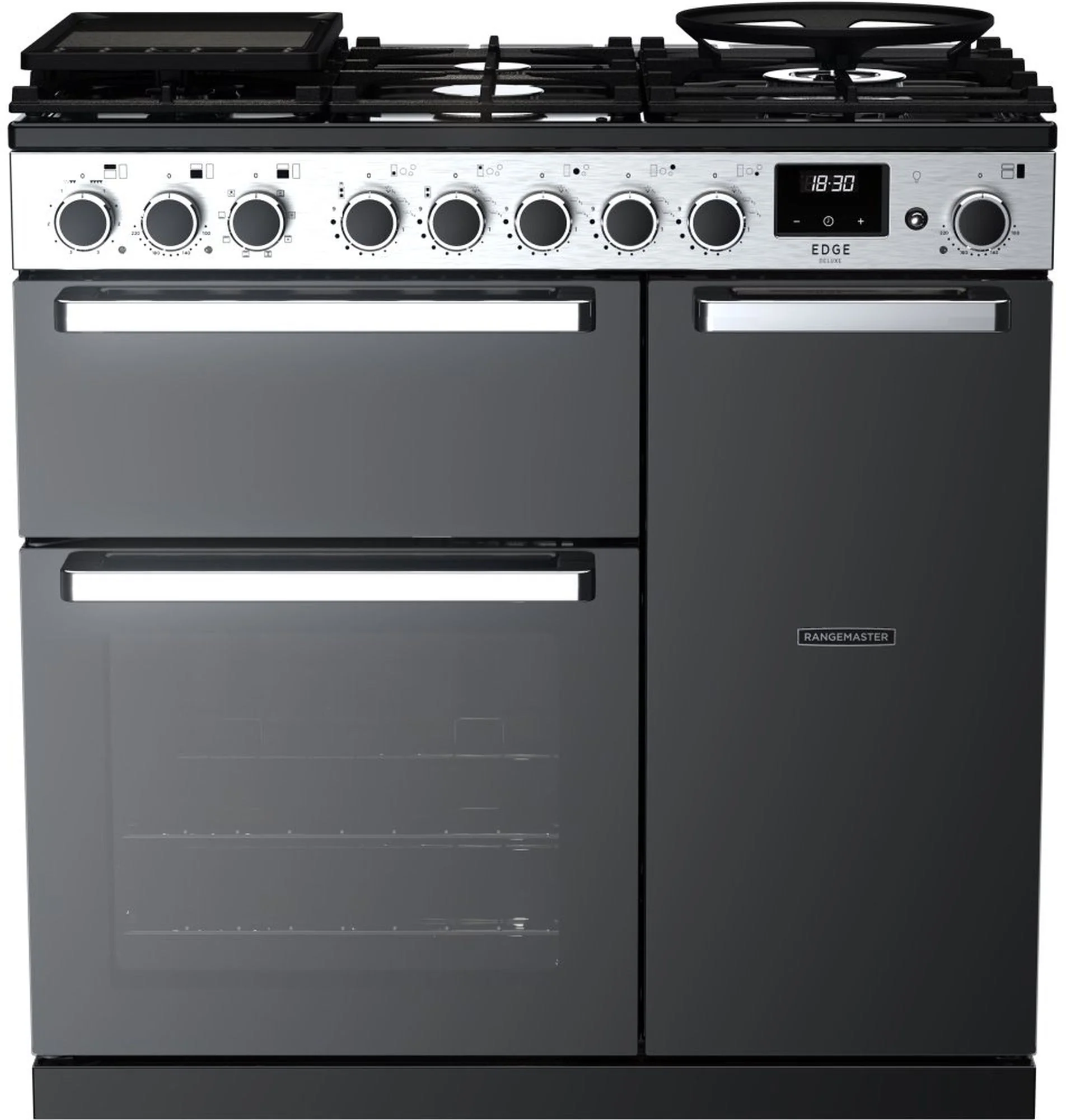 Rangemaster Range Cooker Dual Fuel EDDL90DFGBLK-CM1 - Black / Chrome