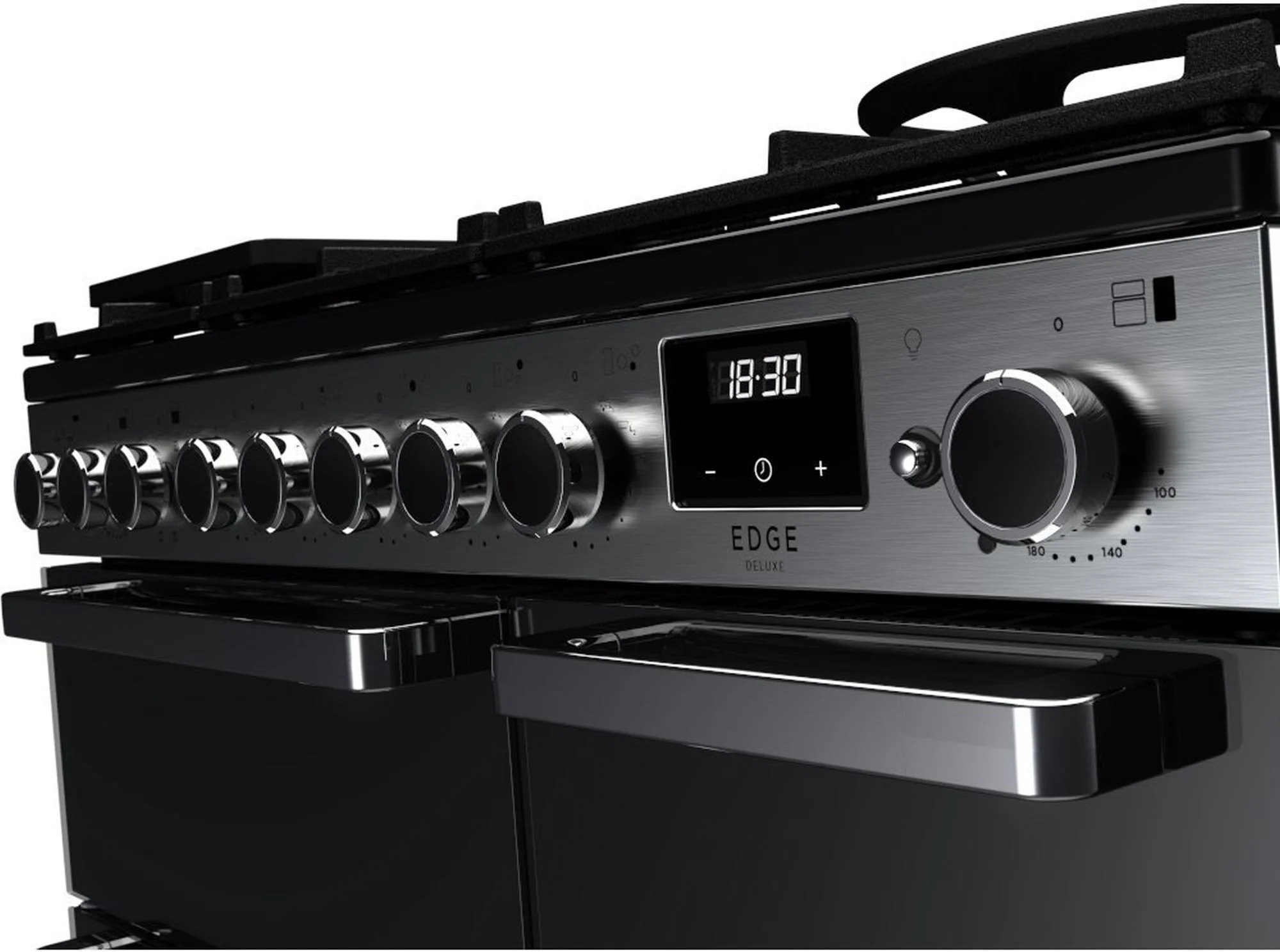 Rangemaster Range Cooker Dual Fuel EDDL90DFGBLK-CM1 - Black / Chrome - Image 3