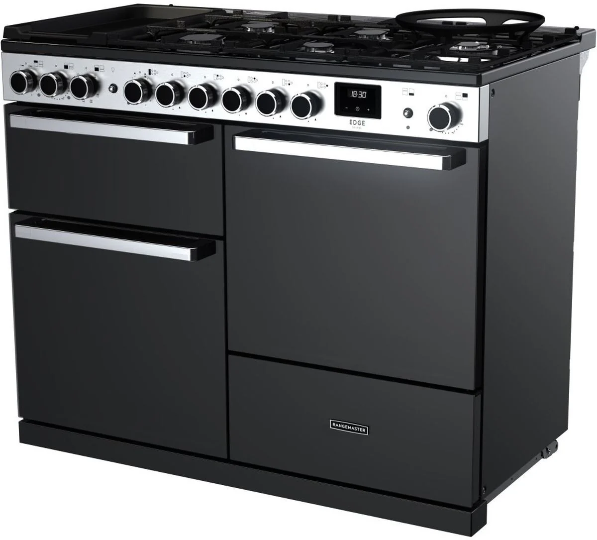 Rangemaster Range Cooker Dual Fuel EDDLO110DFGBLK-CM1 - Black / Chrome - Image 2