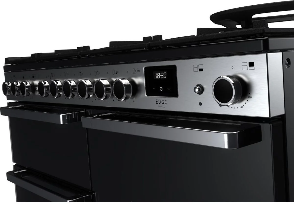 Rangemaster Range Cooker Dual Fuel EDDLO110DFGBLK-CM1 - Black / Chrome - Image 6